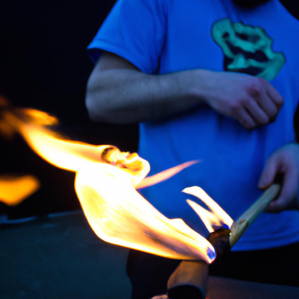 Person demonstrating fire starting techniques